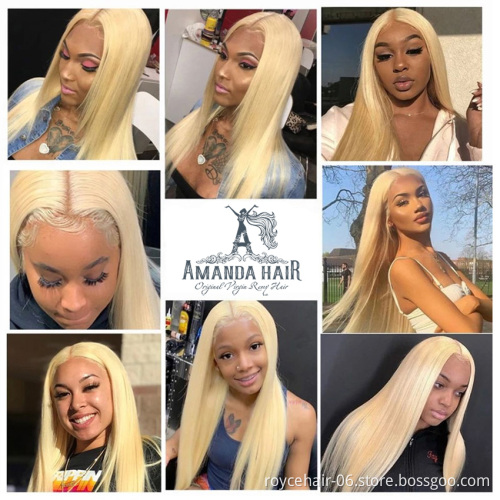 Thick Blonde Indian Human Hair Lace Wigs Vendor, 613 Remy Hair Pre Plucked 13x4 Swiss Lace Wig For Women